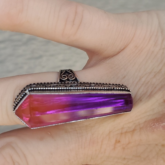 New Bi-Color Tourmaline 925 Silver Statement Ring. - Picture 7 of 10